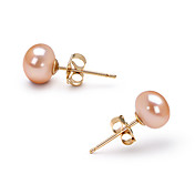 14k Gold Pink 6.5 - 7mm AAA Freshwater Pearl Earring