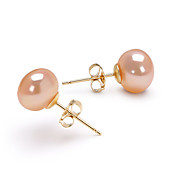 14k Gold Pink 7.5-8mm AAA Freshwater Pearl Earring