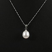 14k oro bianco bianco 10,5-11mm perla d'acqua dolce aa ciondolo con collana (xzz046)
