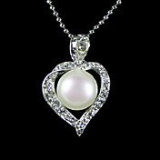argento bianco aa collana di perle d'acqua dolce pendente