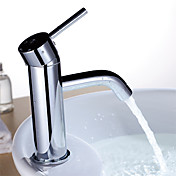 Centerset Contemporary Chrome Finished Single Handle Solid Brass Bathroom Sink Faucet