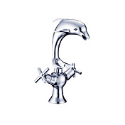 Chrome Finish Bathroom Sink Faucet - Dolphin Shape Design