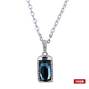 cristal de color azul acero inoxidable usb2.0 flash collar de la unidad (16gb)