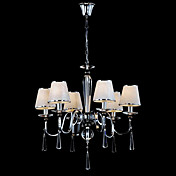 hierro y cristal Chandlier con 6 luces (color blanco)