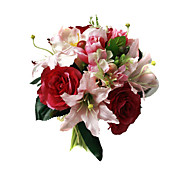 Elegant Silk Rose and Lily With Chiffon Decoration Round Wedding Bouquet /Bridal Bouquet