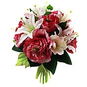 Elegant Silk Hibiscus and Lily With Chiffon Decoration Round Wedding Bouquet /Bridal Bouquet
