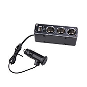 1 a 3 encendedor del coche poder spliter con usb