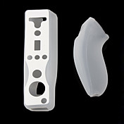 protector de silicona caso / manga para Nintendo Wii / Wii U juego controlador remoto y el Nunchuk (blanco claro)