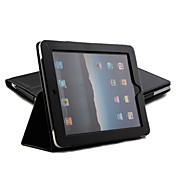 Estuche Duro de Cuero PU y Soporte para el iPad Apple (Negro)
