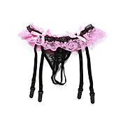 4 Straps Sexy Lace With Satin Ribbons Suspender Belts & Thong Set Party Garters