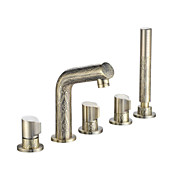 Luxury Antique Brass Widespread Tub Faucet with Hand Shower