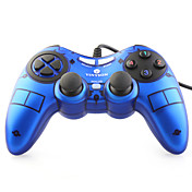 USB con cable de doble choque controlador de juegos para PC (azul)