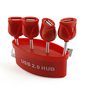 ont augmenté de port usb 2.0 hub 4 fleurs (rouge)