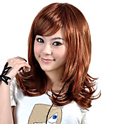 Capless Medium Length High Quality Synthetic Brown Curly Hair Wig