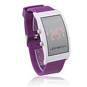 Armbanduhr mit LED Anzeige + Silikon-Band  (Purpur)