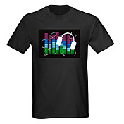 Sound und Musik aktiviertes LED T-Shirt mit Spektrum Motiv (4 * aaa)