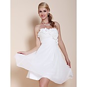 A-line Strapless Knee-length Chiffon Cocktail Dress With Flowers