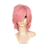 Capless Short Straight Multilayer Pink Party Costume Wig