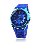 Reloj Pulsera de Moda Quartz Con Correa de Silicona Azul