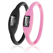 par de iones de relojes de moda unisex de silicona muñeca jalea deportes automáticas - negro y rosa