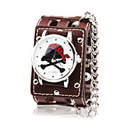 Militär Kaffee Lederband Quarz-Armbanduhr mit abnehmbaren Fall