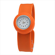 impermeable cinta de cuarzo de los niños reloj pulsera con la banda de color naranja