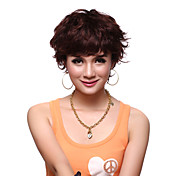 Capless Short 100% Human Hair Brown Curly Charming Hair Wig
