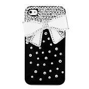 Protective Hard Case with Crystals for iPhone 4 (White Bowknot)