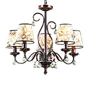 Elegant Chandelier with 5 Lights in Floral Patterned Shade