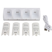 quad usb estação de carregamento da bateria com baterias recarregáveis ​​para remoto u wii / wii