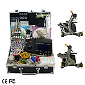 2 handgemaakte damascus tatoeage geweren kit met lcd voeding en 46 kleur inkt
