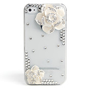 diamante caso alla moda per iphone 4 / 4s (fiore bianco, fatto a mano)