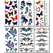 6 piezas de la mariposa y la rosa tatuaje temporal mixta