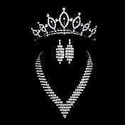 smukke klare rhinestones bryllup brude smykker sæt med halskæde, øreringe og diadem