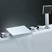 Waterfall Two Handles Tub Faucet with Hand Shower (Chrome Finish)