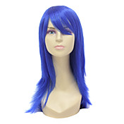capless peruca cabelo comprido azul sintética