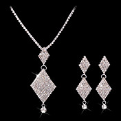 Beautiful Ladies' Rhinestone In Silver Alloy Necklace And Earrings Set