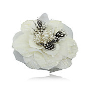Linen With Feather/ Imitation Pearl Wedding Bridal Flower/ Corsage/ Headpiece