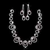rhinestone ladies 'em colar de prata de liga leve de casamento e brincos set