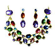 Ladies' Shining Rhinestone  In Gold Alloy Wedding Necklace And Earrings Set