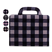 Stylish Grid Pattern Leather Pouch/Bag with Fluff Cover for Apple iPad 2