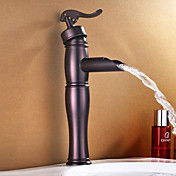 Oil Rubbed Bronze Antique Waterfall Bathroom Sink Faucet(Painting Finish)