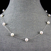 7-8MM Natural Freshwater Pearl Necklace With Silver Chain – 18 Inch (More Colors)