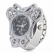 donne alla moda anello orologio analogico con lega a forma di farfalla caso (argento)