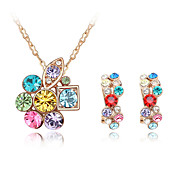 Ladies Colorful Crystal In Sliver Alloy Necklace & Earring Set (More Colors)