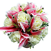 rose satin lis & rose blanche bouquet de la mariée
