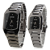Paar-Legierung Analog Quarz Armbanduhren (schwarz)