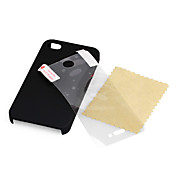 ultra sottile guscio in gomma opaca difficile per iphone 4 e 4S con protezione schermo (nero)