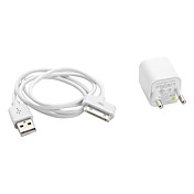 de la Unión Europea usb y cargador de CA y cable de datos para el iPhone 4 y 4S (1000ma, blanco)