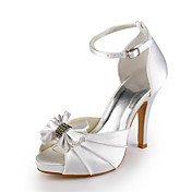 Satin Stiletto Peep Toe Wedding Shoes With Bow (More Colors)